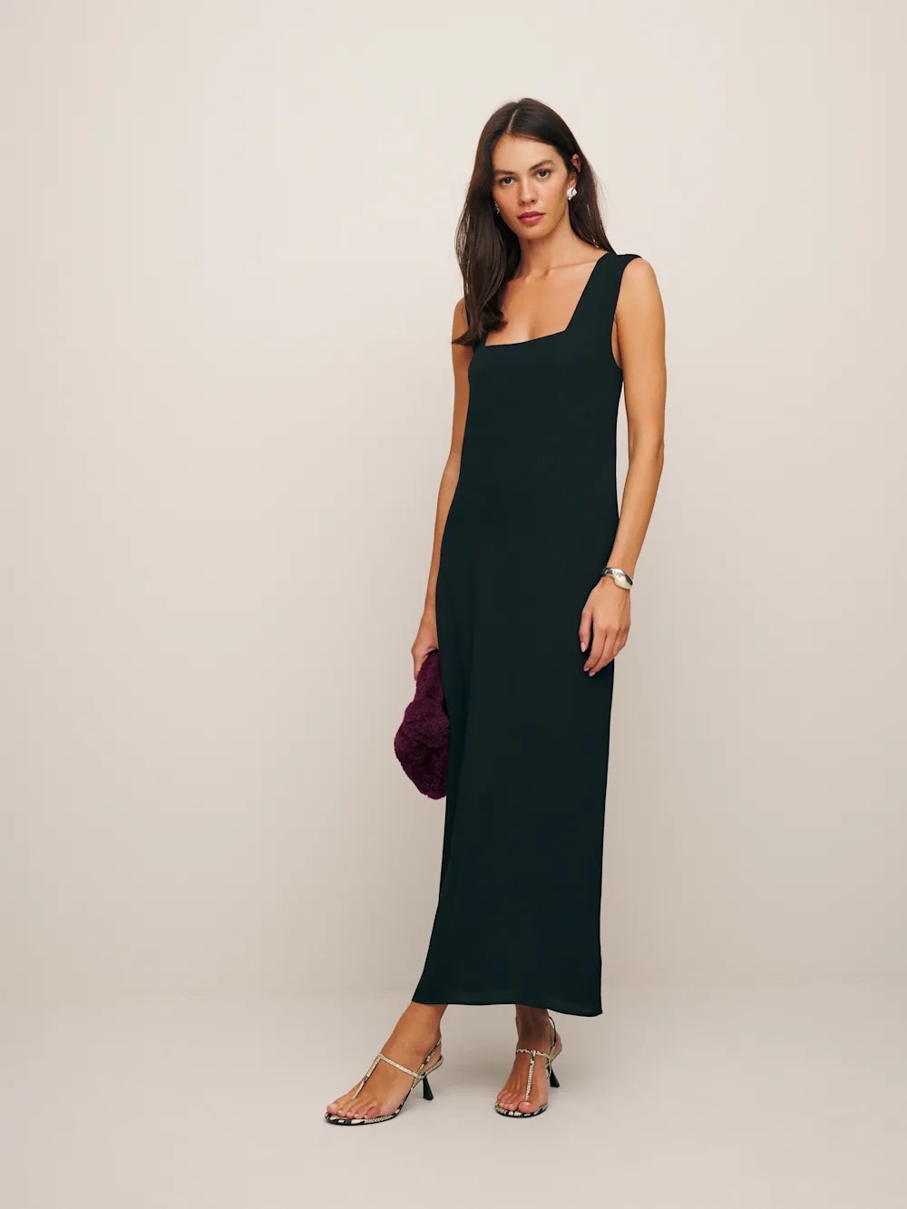 Reformation Deep Green Square-Neck Maxi Dress